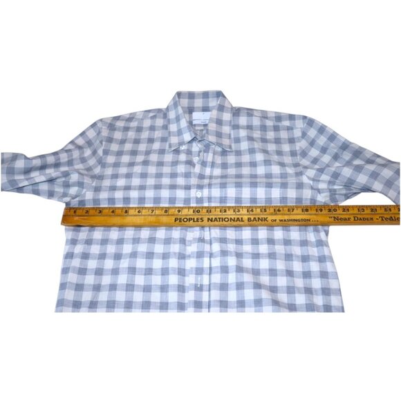 Billy Reid Gingham Button Shirt S Blue White Standard Fit Minimalist Casual - Picture 7 of 8